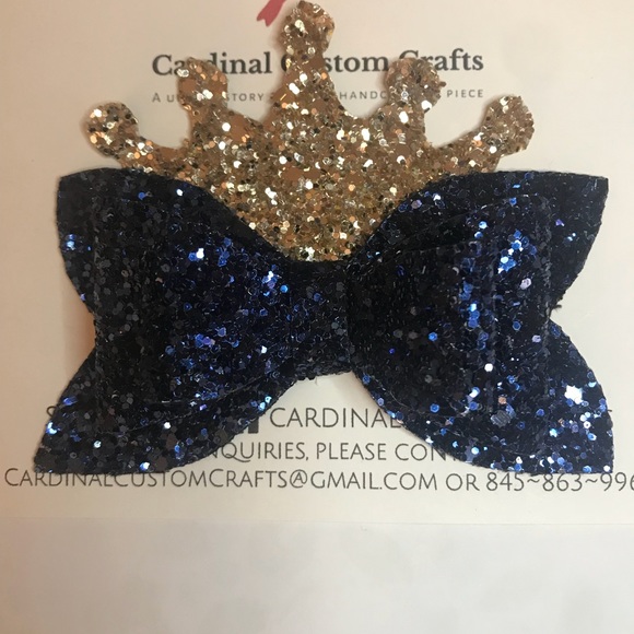 SAPPHIRE BLUE BIRTHSTONE MONTH CROWN PRINCESS BOW - Picture 3 of 4